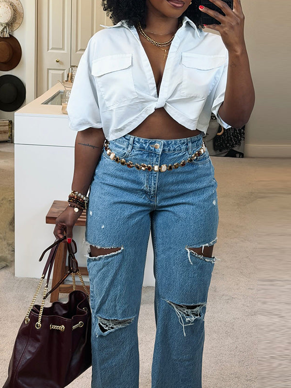 Solid Twisted Cargo Shirt