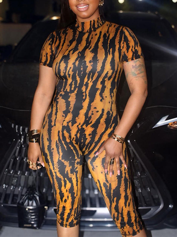 Printed Open-Back Capri Jumpsuit