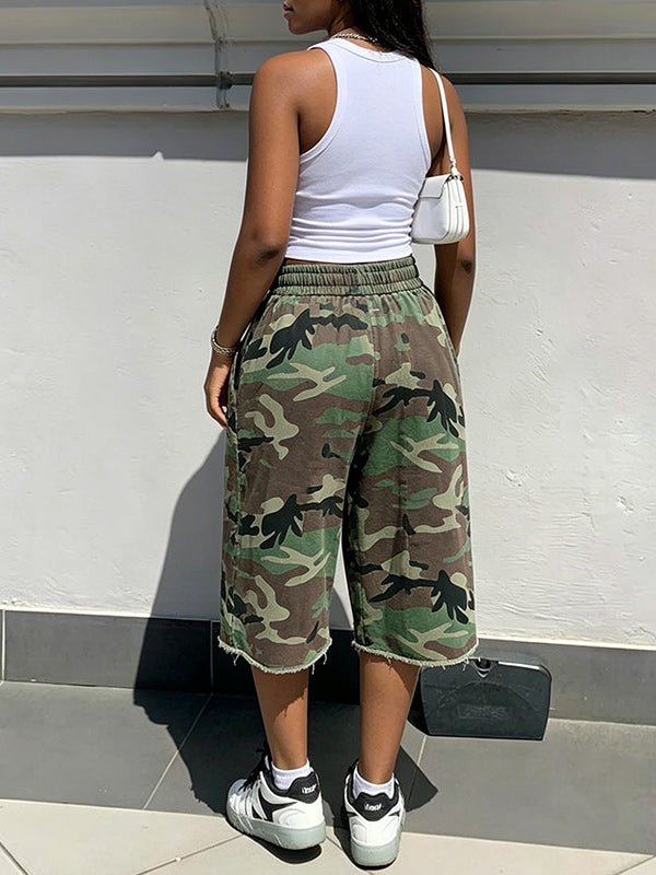 Camo Wide-Leg Capri Pants