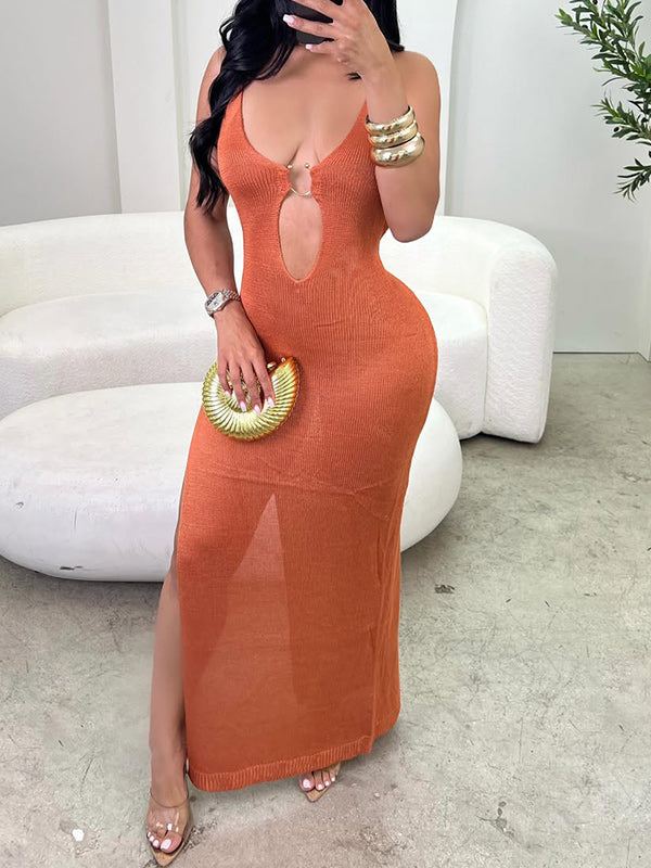 Side-Slit Cutout Cami Dress