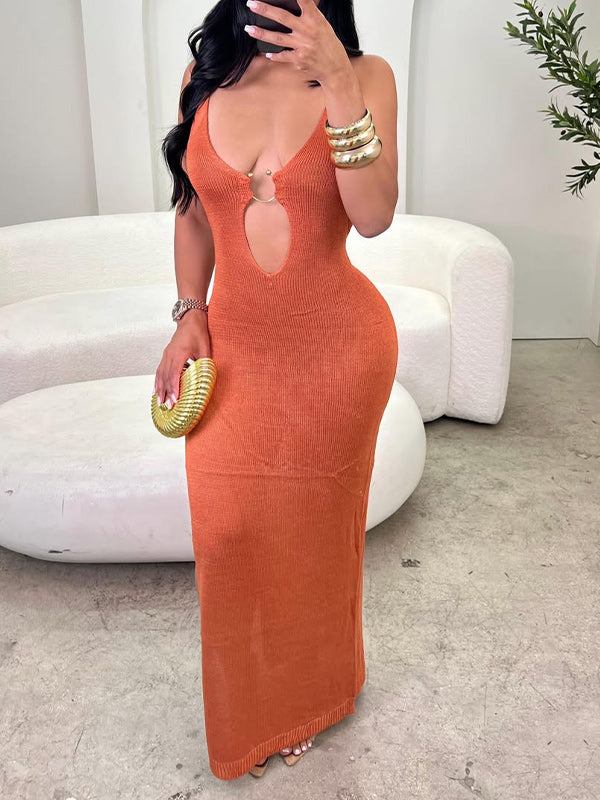 Side-Slit Cutout Cami Dress