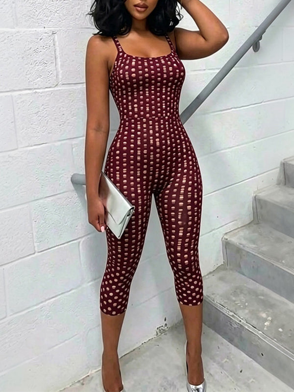 Dot Sleeveless Capri Jumpsuit