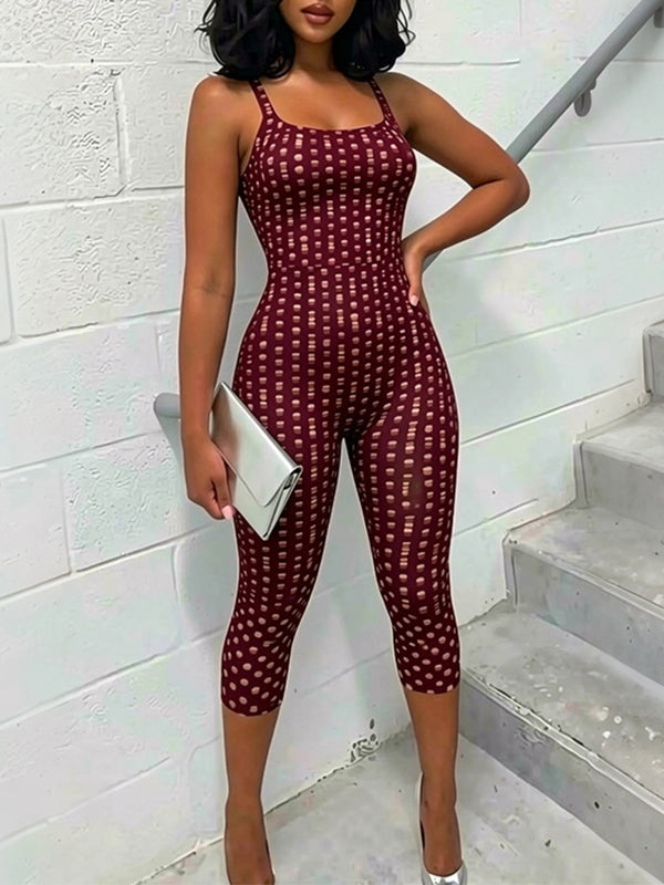 Dot Sleeveless Capri Jumpsuit