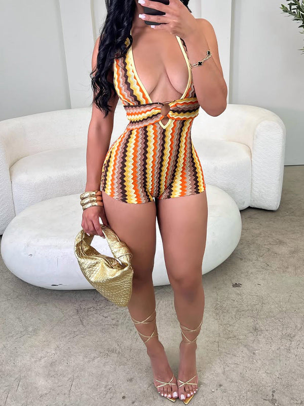 Printed Halter Romper
