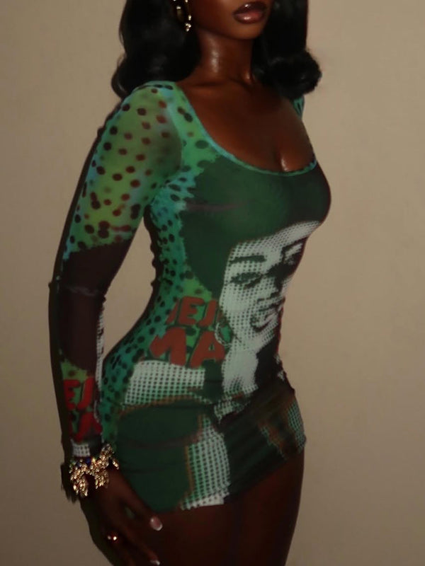 Printed Bodycon Dress