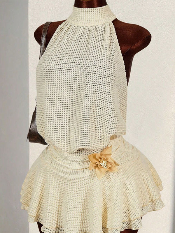 3D Floral Halter Dress