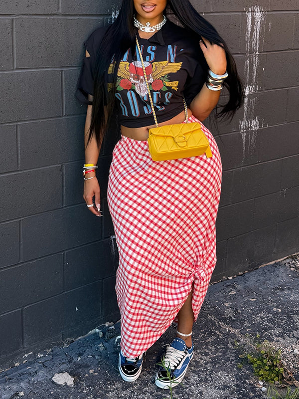 Printed Tee & Dot Skirt Set