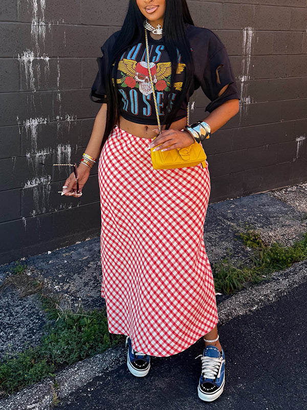Printed Tee & Dot Skirt Set