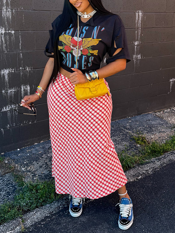 Printed Tee & Dot Skirt Set