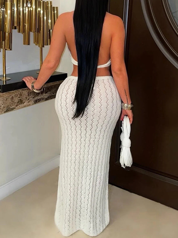 Knit Cutout Halter Dress