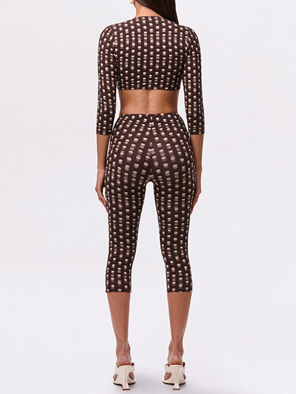 Dot Crop Top & Capri Pants Set