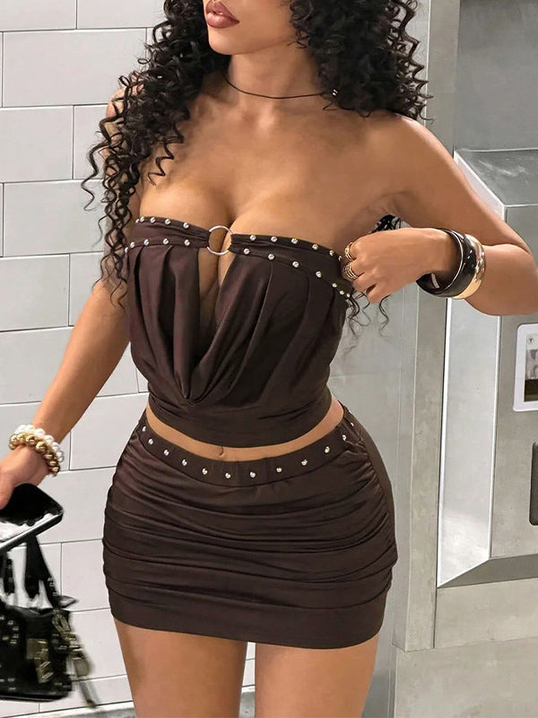 Studded Tube Top & Skirt Set