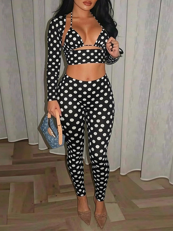 Dot Halter 3PC Pants Set