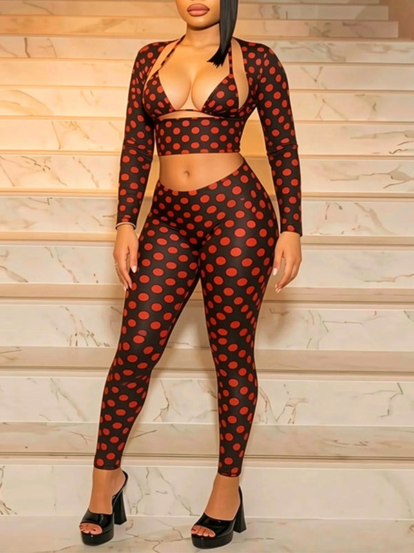 Dot Halter 3PC Pants Set