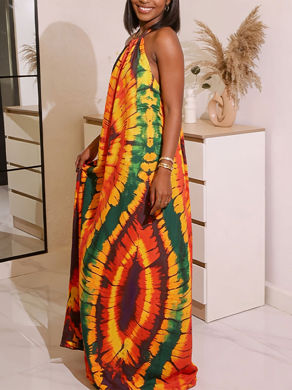 Printed Halter Maxi Dress