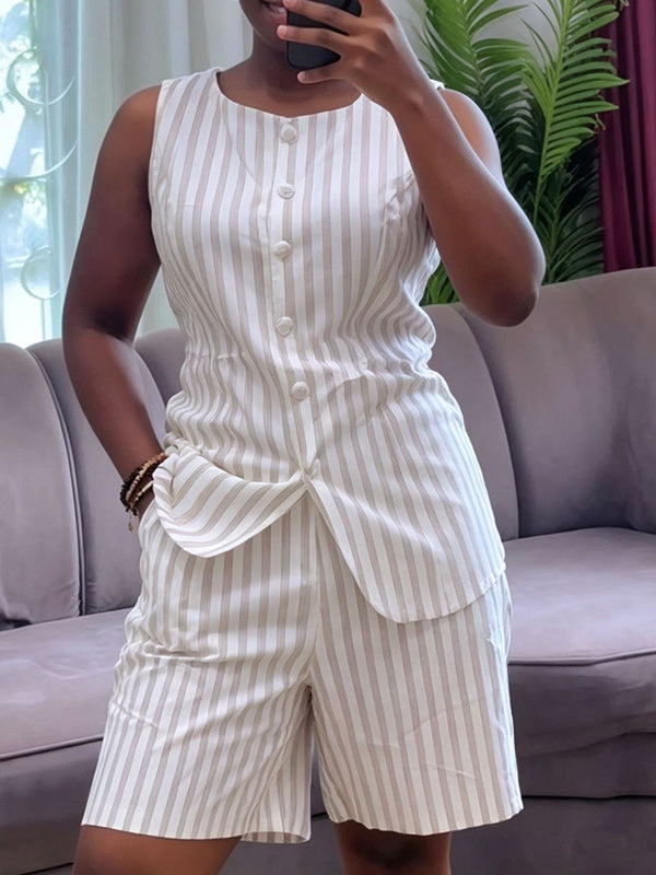 Stripe Vest & Shorts Set