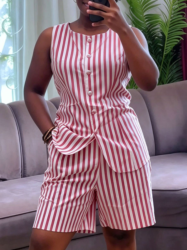 Stripe Vest & Shorts Set