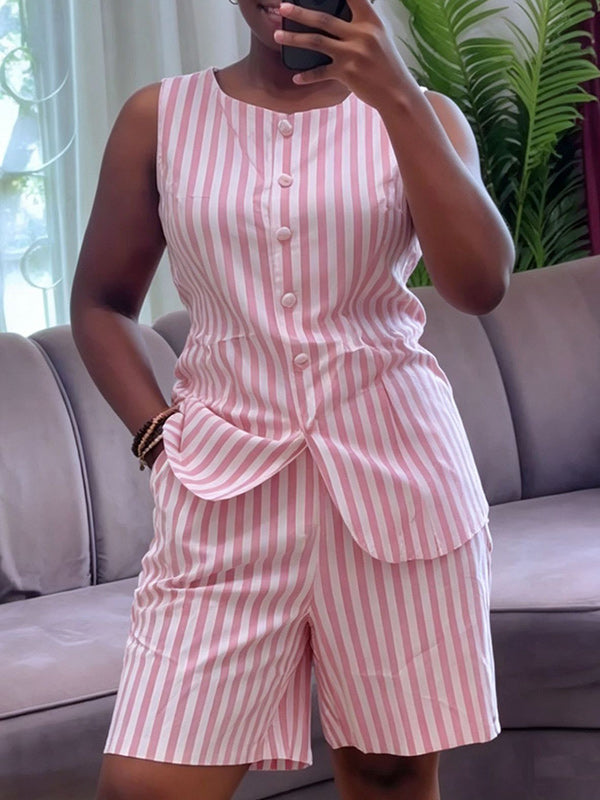 Stripe Vest & Shorts Set