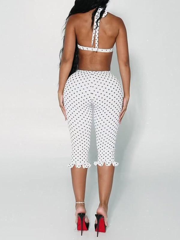 Dot Halter Top & Capri Pants Set