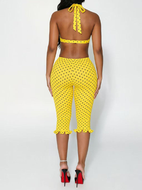 Dot Halter Top & Capri Pants Set