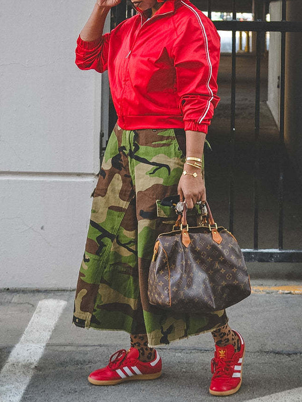 Camo Wide-Leg Capri Pants