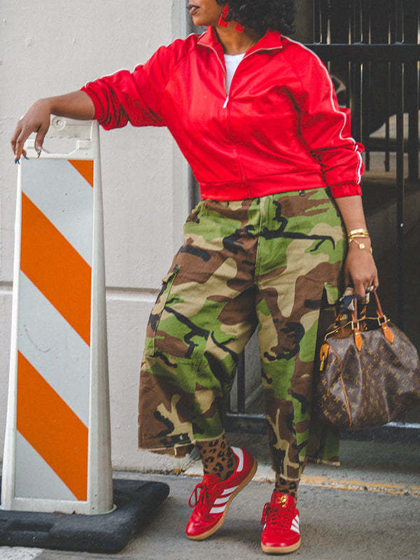 Camo Wide-Leg Capri Pants