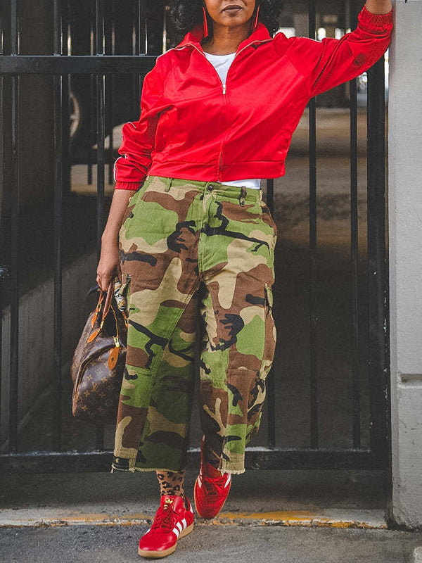 Camo Wide-Leg Capri Pants