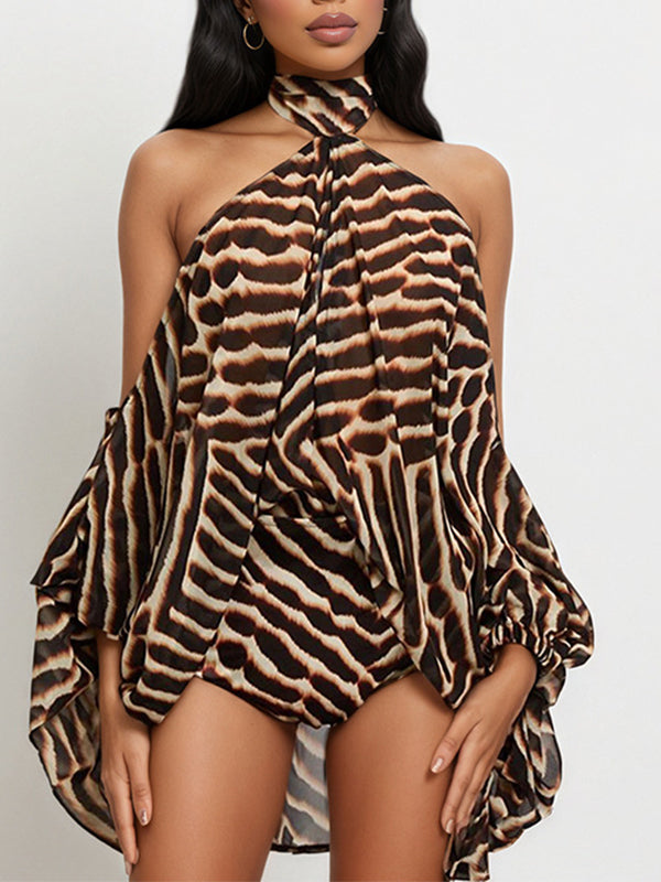 Printed Halter Top & Shorts Set