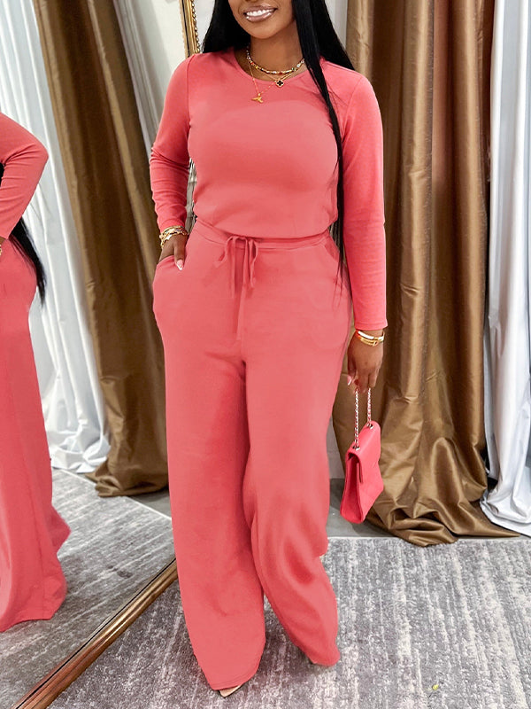 Solid Tied-Waist Jumpsuit