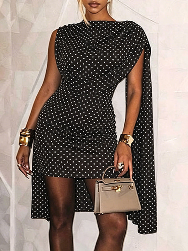 Dot Draped Bodycon Dress
