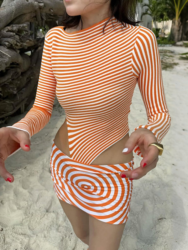 Stripe Bodysuit & Skirt Set