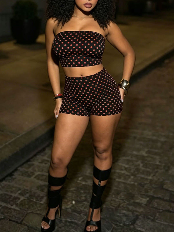 Dot Bandeau Top & Shorts Set