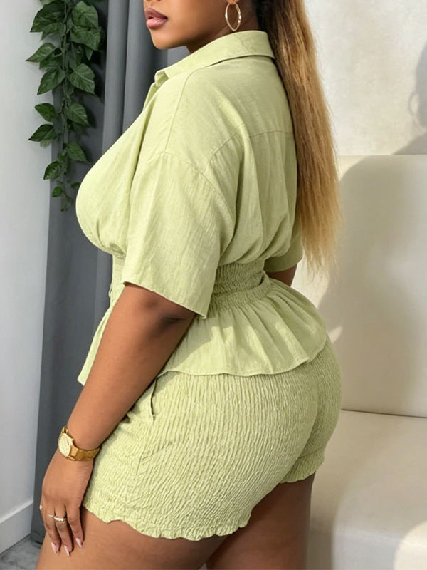 Smocked Shirt & Shorts Set