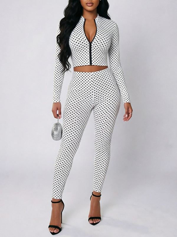 Dot Zip Top & Pants Set