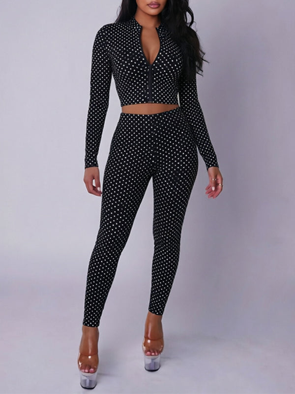 Dot Zip Top & Pants Set