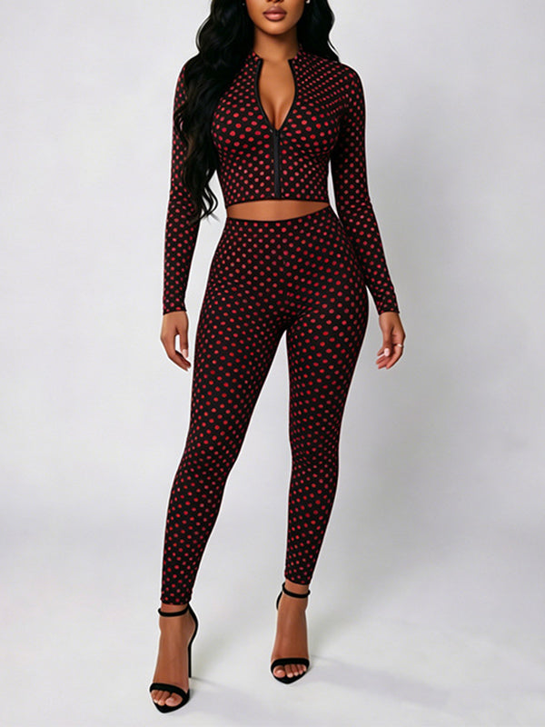 Dot Zip Top & Pants Set
