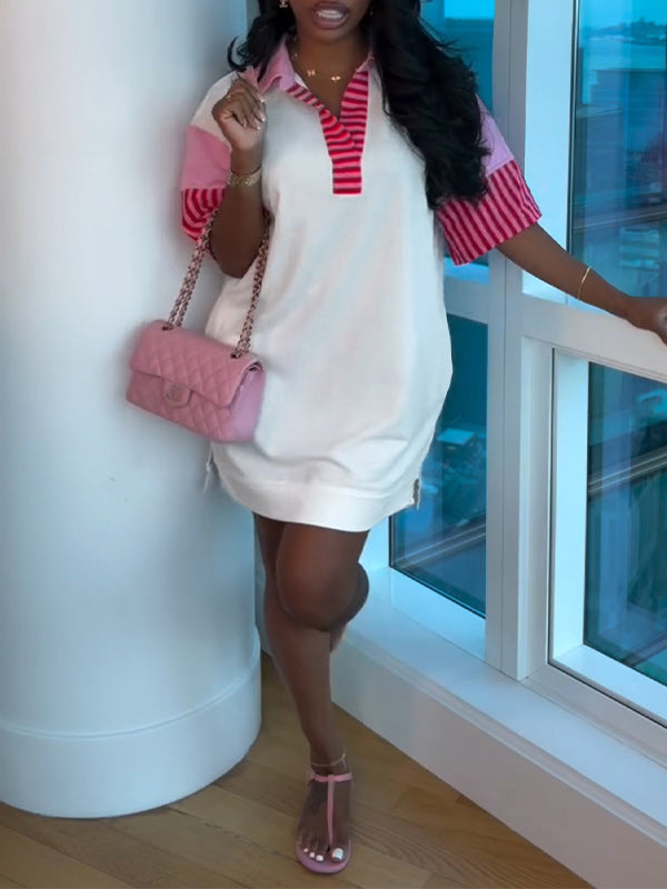Stripe Combo Polo Dress