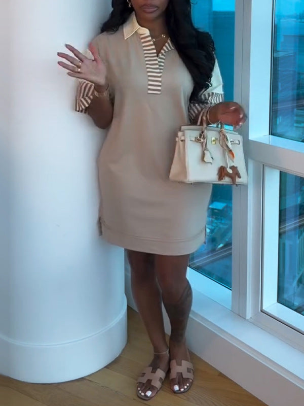 Stripe Combo Polo Dress
