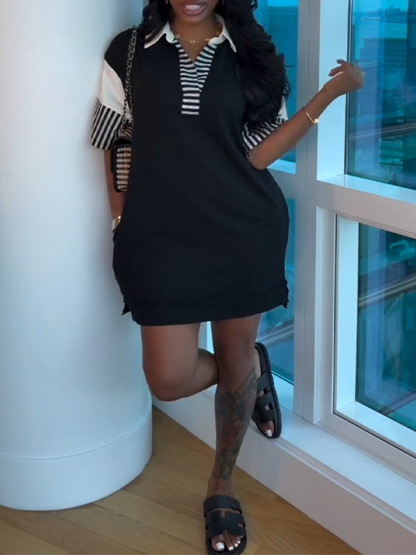 Stripe Combo Polo Dress