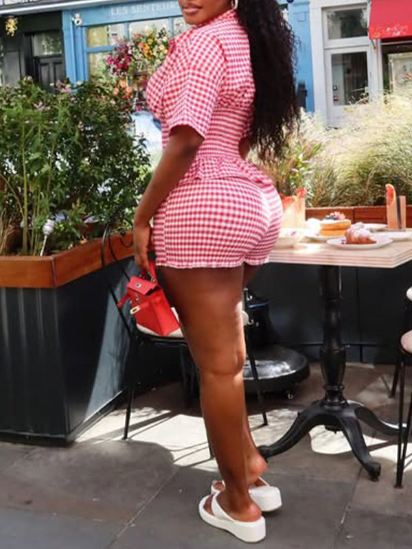 Vichy Plaid Shirt & Shorts Set