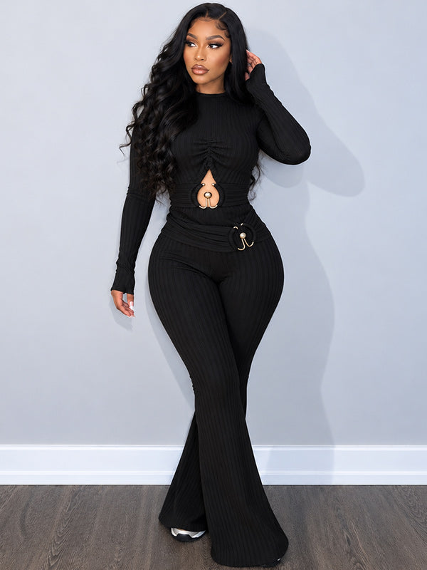Ribbed Cutout Jumpsuit