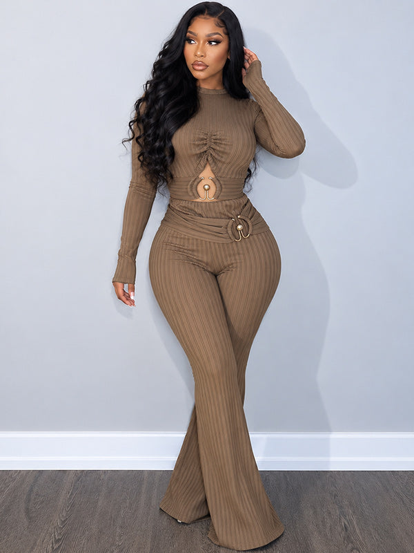 Ribbed Cutout Jumpsuit