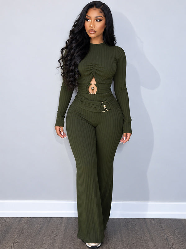 Ribbed Cutout Jumpsuit