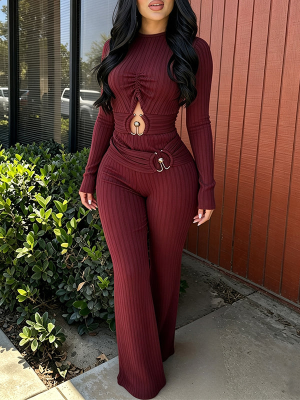 Ribbed Cutout Jumpsuit