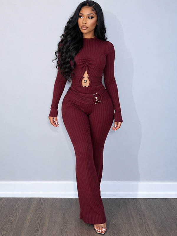 Ribbed Cutout Jumpsuit