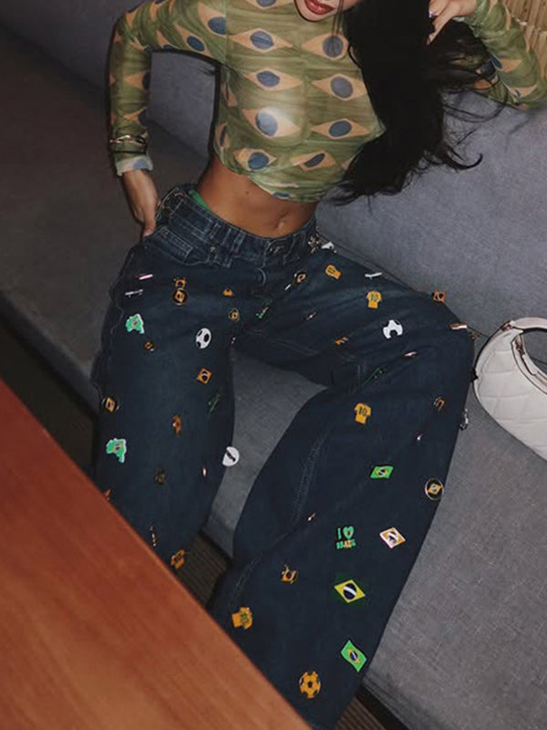 Printed Sheer Crop Top