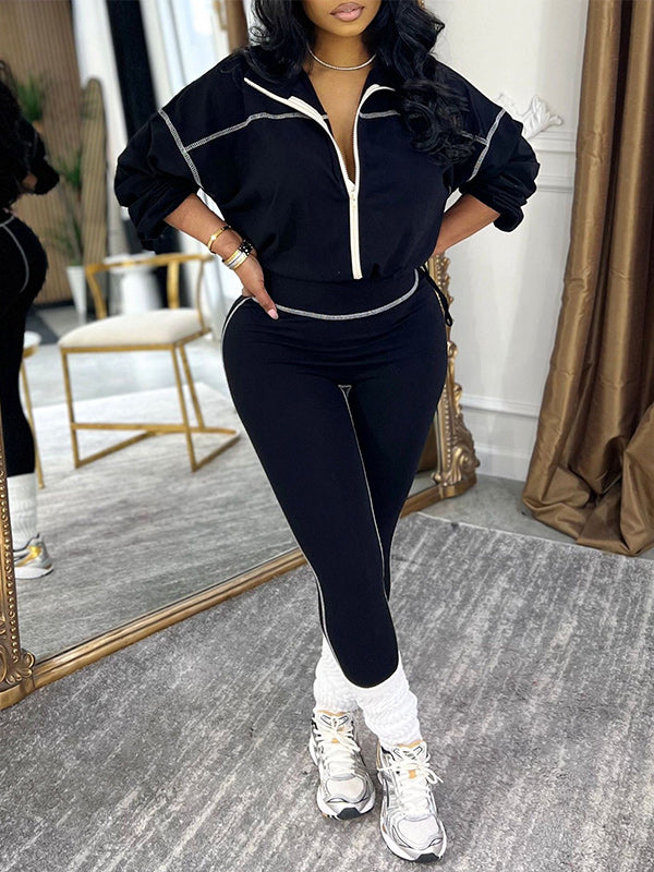 Topstitching Jacket & Skinny Pants Set