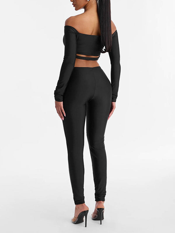 Off-Shoulder Crop Top & Pants Set