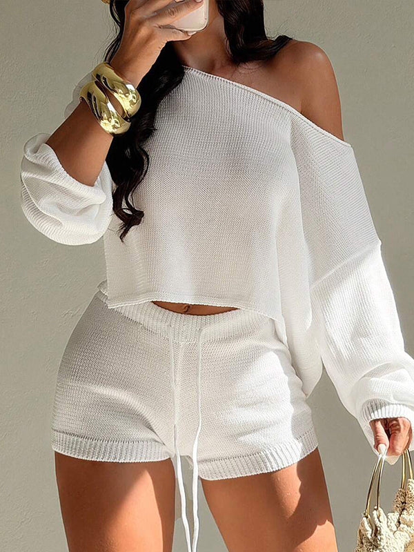 Knit Boat-Neck Top & Shorts Set