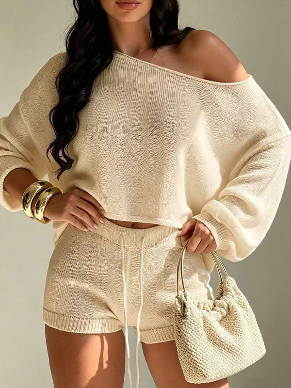 Knit Boat-Neck Top & Shorts Set